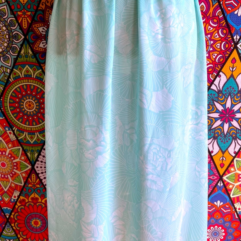 Vintage 1980s Baby Blue Puff Sleeve Blouson Dress Sz 12 - Picture 8 of 12